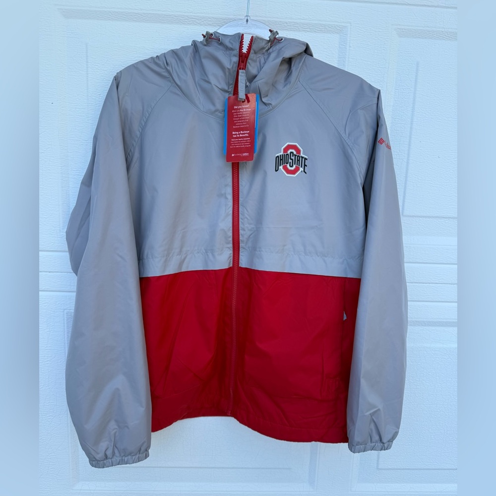 Columbia Gray and Red Hooded Jacket